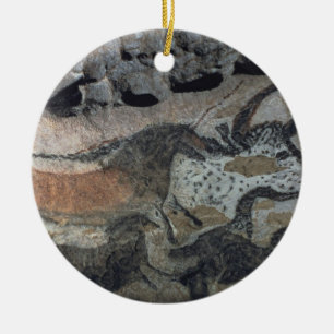 Rock painting of a bull and horses, c.17000 BC (ca Ceramic Ornament