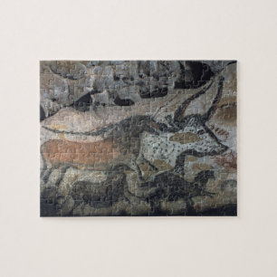 Rock painting of a bull and horses, c.17000 BC (ca Jigsaw Puzzle