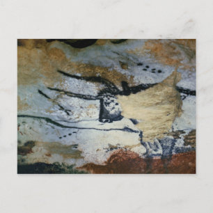 Rock painting of a bull with long horns postcard