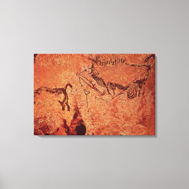 Rock painting of a hunting scene, c.17000 BC Canvas Print (Front)