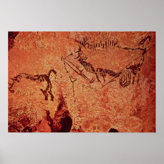 Rock painting of a hunting scene, c.17000 BC Poster (Front)