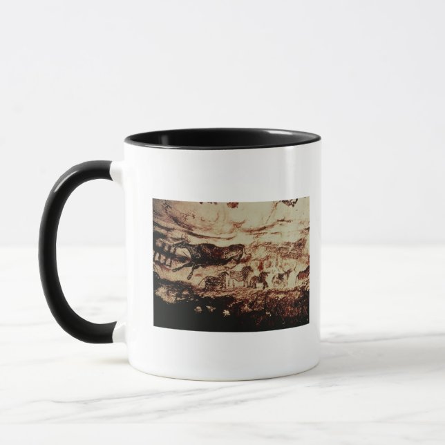 Rock painting of a leaping cow mug (Left)