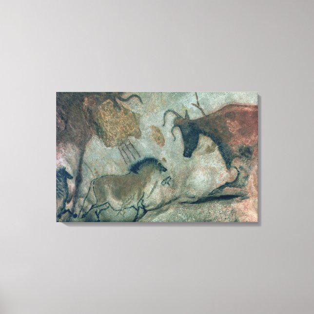 Rock painting showing a horse and a cow, c.17000 B Canvas Print (Front)