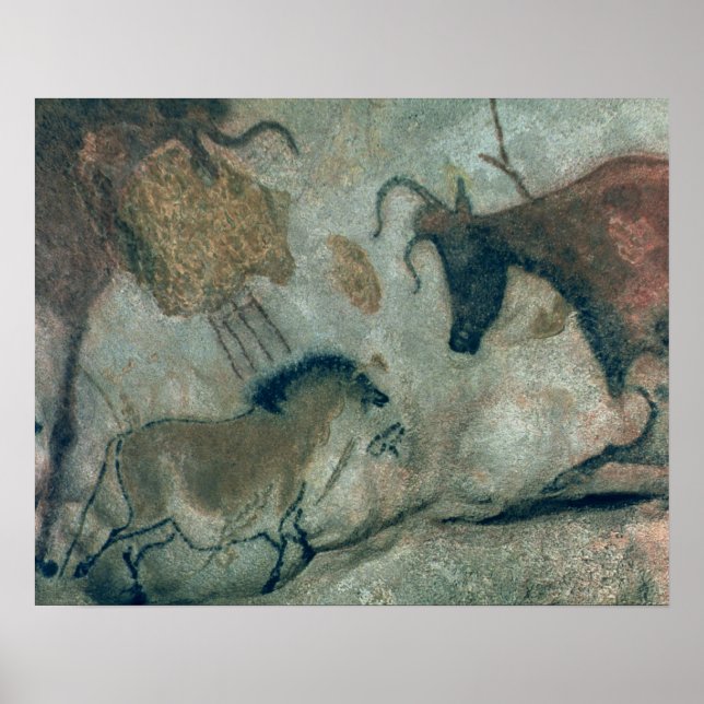 Rock painting showing a horse and a cow, c.17000 B Poster (Front)