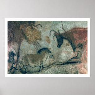 Rock painting showing a horse and a cow, c.17000 B Poster