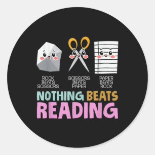 Rock Paper Scissor Nothing Beats Reading  Classic Round Sticker