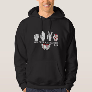 Rock Paper Scissor Table Saw Funny Carpentry Woodw Hoodie