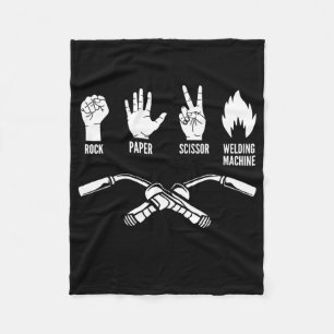 Rock Paper Scissor Welding Maching Weld Welder Fleece Blanket