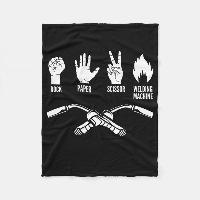 Rock Paper Scissor Welding Maching Weld Welder Fleece Blanket (Front)