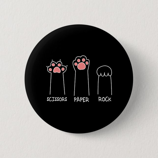 Rock Paper Scissors CAT Hand Game Cute Paw Funny 2 Inch Round Button (Front)