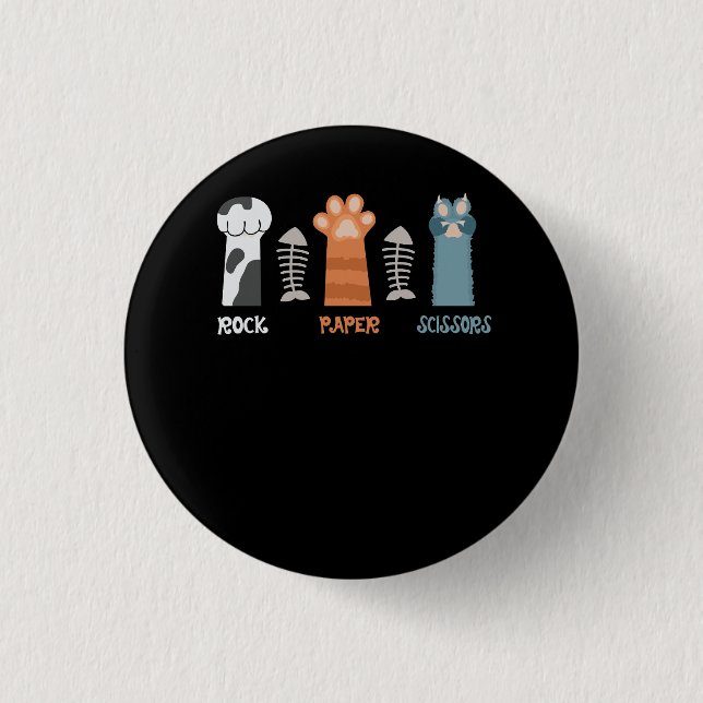 Rock Paper Scissors Cat Paws Cute Kitten Pet Anima 1 Inch Round Button (Front)