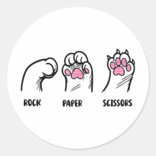 Rock Paper Scissors Cat Paws Funny Cat Lover Kitte Classic Round Sticker