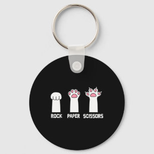 Rock Paper Scissors Cat Paws Game Cute Paw Funny C Keychain