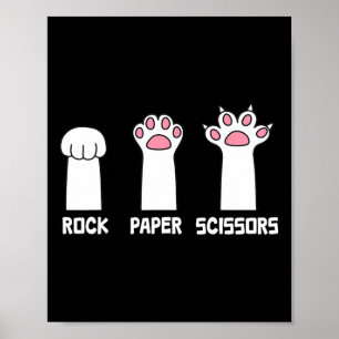 Rock Paper Scissors Cat Paws Game Cute Paw Funny C Poster