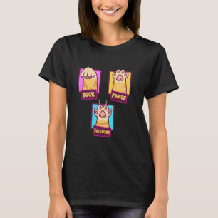 Rock Paper Scissors Cat Paws T-shirt Hand Game Fun