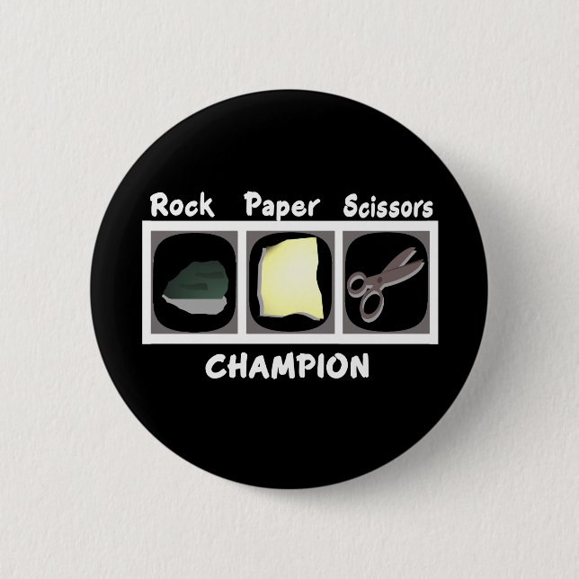 Rock Paper Scissors Champion 2 Inch Round Button (Front)