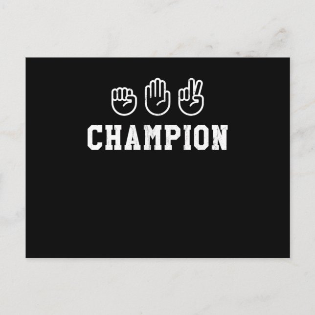 Rock Paper Scissors Champion Hand Sign Champ Print Postcard (Front)