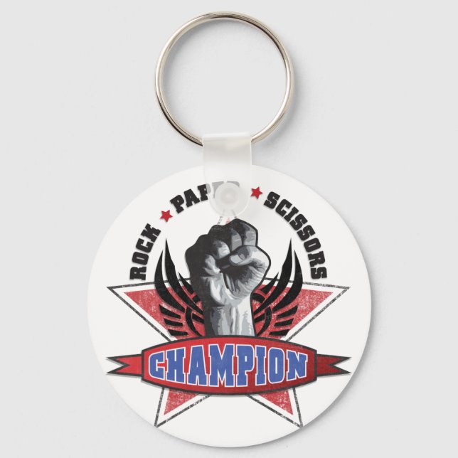 Rock, Paper, Scissors Champion Keychain (Front)