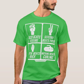 Rock Paper Scissors Curling Funny Curler 2 T-Shirt