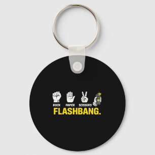 Rock paper scissors flashbang gamer meme for fans  keychain