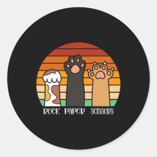 Rock Paper Scissors Game Kitten Lover Animal Paws  Classic Round Sticker