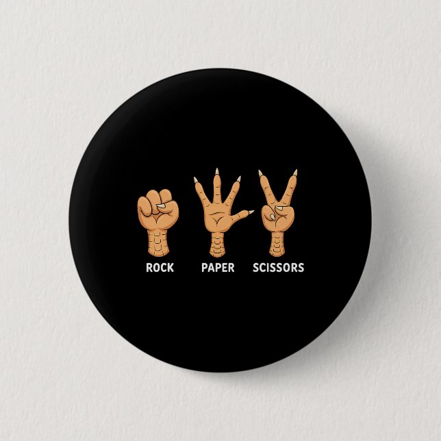Rock Paper Scissors Hand Game Bird Claw Funny Chic 2 Inch Round Button (Front)