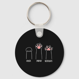 Rock Paper Scissors Hand Game Cute Paw Funny Cat Keychain