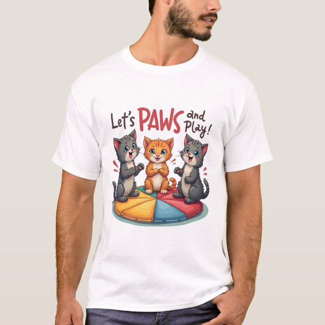 Rock Paper Scissors Hand Game Cute Paw Funny Cat T T-Shirt (Front)