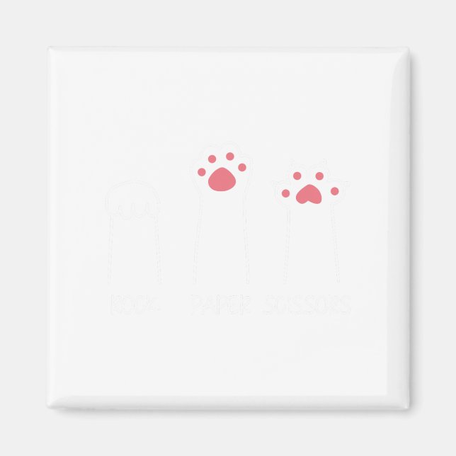 Rock Paper Scissors Hand Game Meme Animal Paw Cat  Magnet (Front)