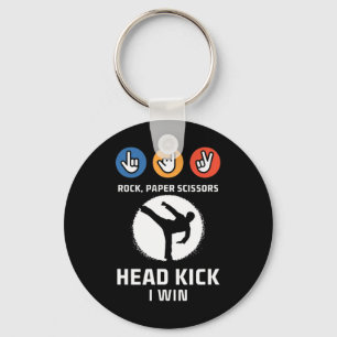 Rock Paper Scissors Headkick Win Funny Taekwondo K Keychain