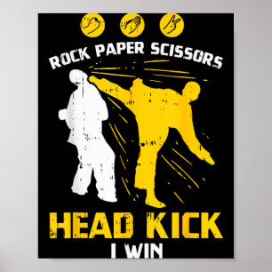 Rock Paper Scissors Headkick Win Funny Taekwondo Poster