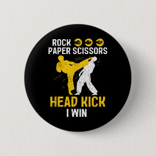 Rock Paper Scissors Headkick Win - Taekwondo Karat 2 Inch Round Button