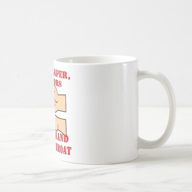 Rock, Paper Scissors, Knife Hand To The Throat Coffee Mug (Right)