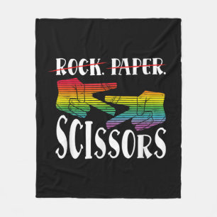 Rock Paper Scissors Lesbian Couple LGBTQ+ Fleece Blanket