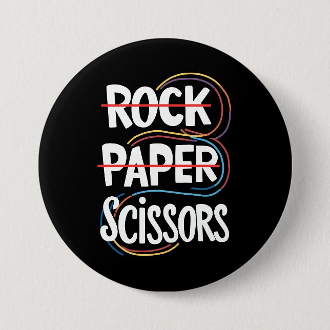 Rock Paper Scissors Lesbian Funny Gay Pride LGBT 3 Inch Round Button (Front)