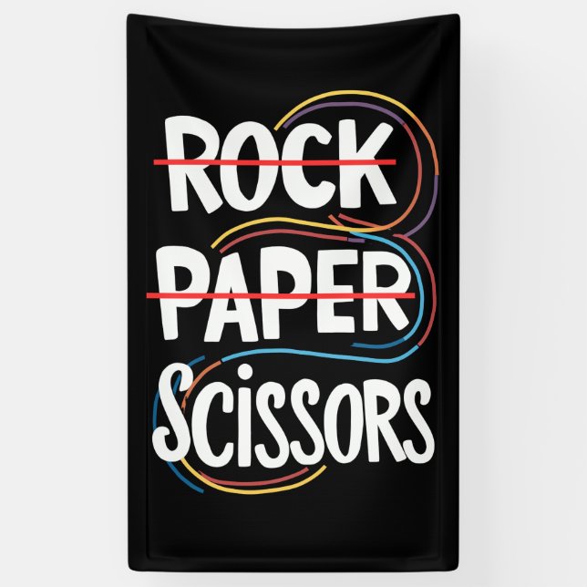 Rock Paper Scissors Lesbian Funny Gay Pride LGBT Banner (Vertical)
