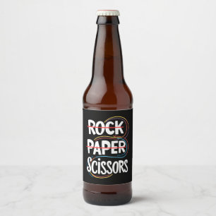 Rock Paper Scissors Lesbian Funny Gay Pride LGBT Beer Bottle Label