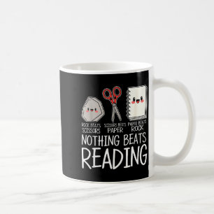 Rock paper scissors nothing beats reading book coffee mug