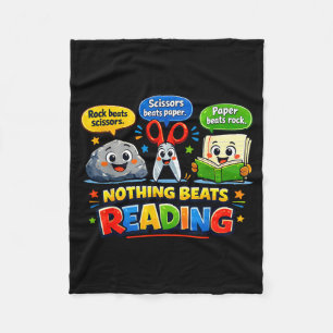 Rock paper scissors nothing beats reading funny fleece blanket