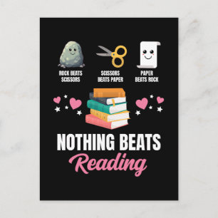 Rock Paper Scissors Nothing Beats Reading Holiday Postcard