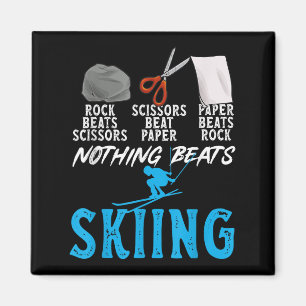 Rock Paper Scissors Nothing Beats Skiing _1  Magnet