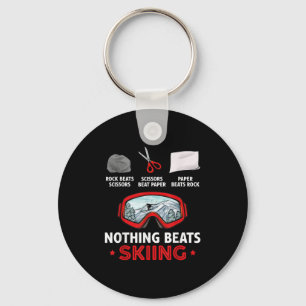 Rock Paper Scissors Nothing Beats Skiing Keychain