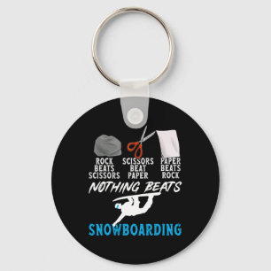 Rock Paper Scissors Nothing Beats Snowboarding Keychain