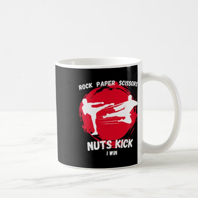 Rock Paper Scissors Nuts Kick Win Funny Taekwondo  Coffee Mug (Right)
