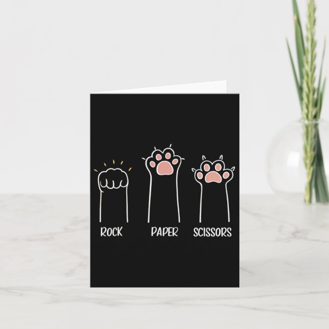Rock Paper Scissors Paw Cute Cat Animal Game  Card (Front)