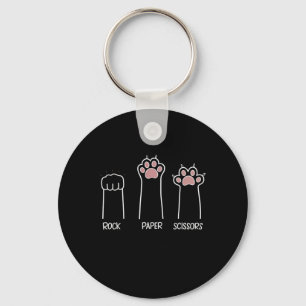 Rock Paper Scissors Paw Game Cat Love Pet Enthusia Keychain