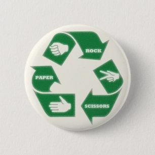 Rock Paper Scissors~ Recycle! Pin Button