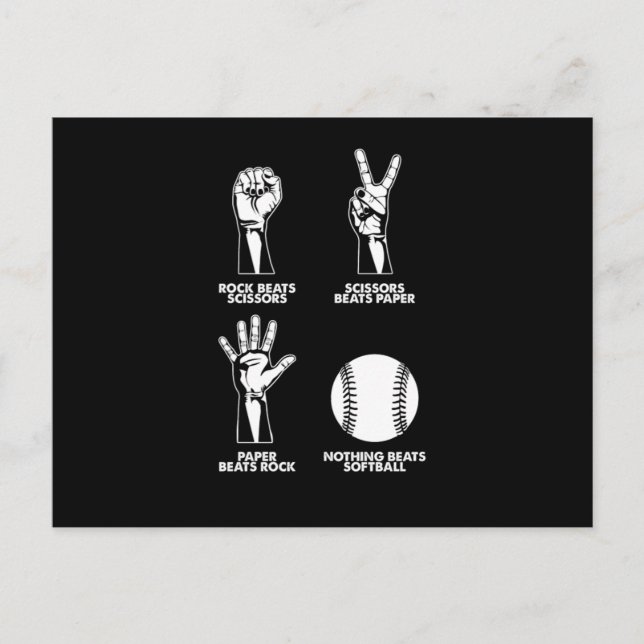 Rock Paper Scissors Softball Pitcher Catcher Gift Postcard (Front)