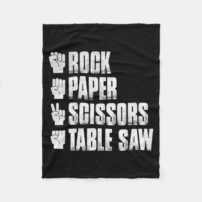 Rock Paper Scissors Table Saw Funny Halloween Fleece Blanket (Front)