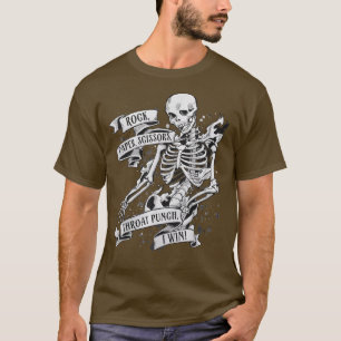 Rock Paper Scissors Throat Punch I Win Skeleton T-Shirt
